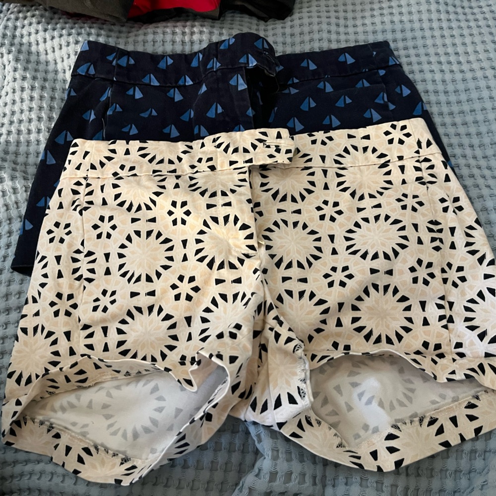 J. Crew size 0 stretch chino printed shorts - 2 pair